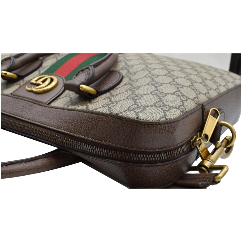 GUCCI Ophidia Soft Gucci Supreme Canvas Leather Briefcase Shoulder Bag Beige 574793