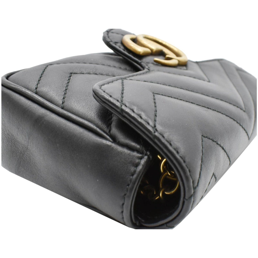 GUCCI Gucci Marmont Matelasse Leather Super Mini Crossbody Bag Black