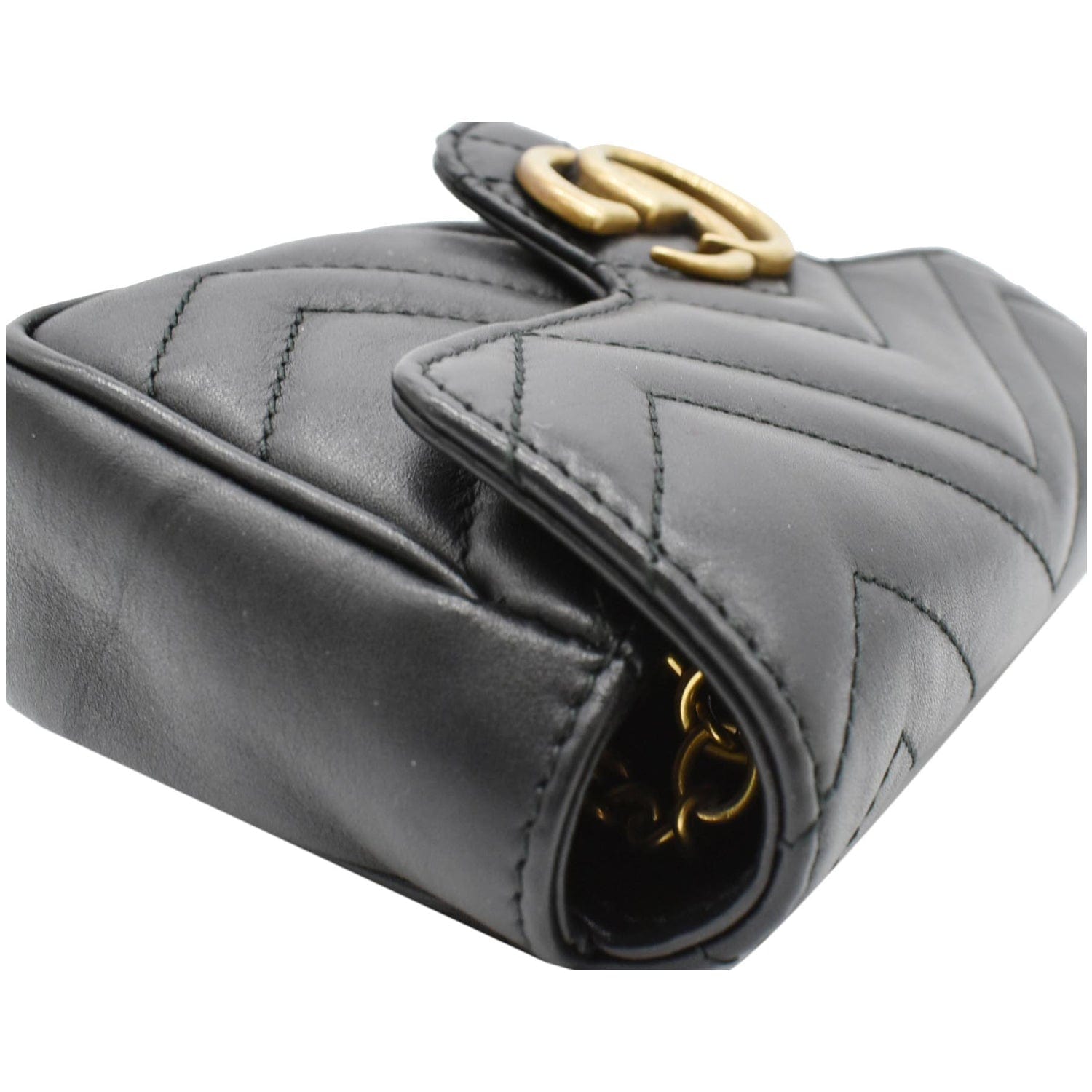 GUCCI Gucci Marmont Matelasse Leather Super Mini Crossbody Bag Black