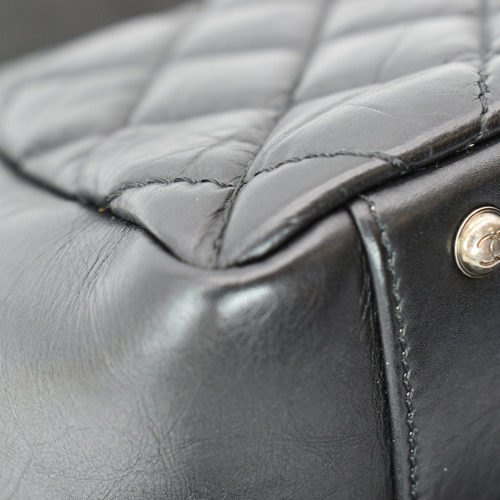 Chanel Accordion Flap Aged Leather Shoulder Bag Black
