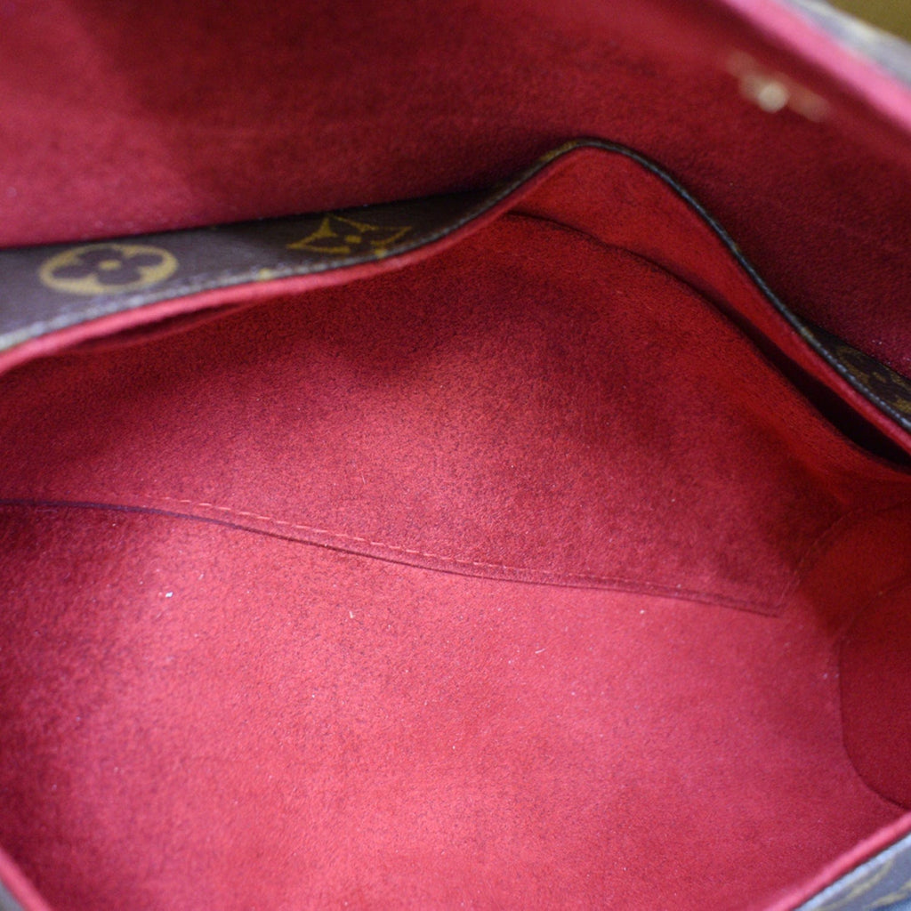 LOUIS VUITTON Sonatine Monogram Canvas Satchel Bag Brown
