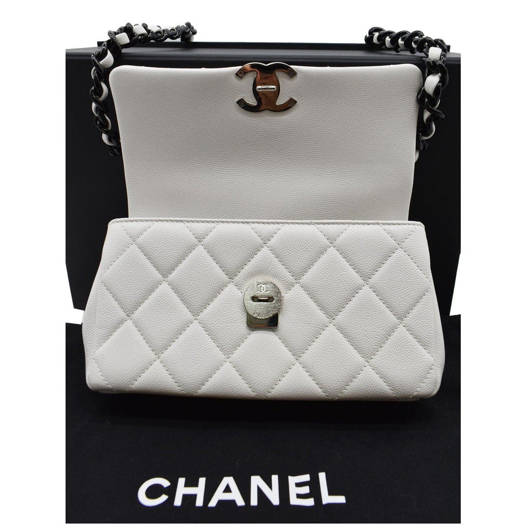 Chanel My Everything Small Caviar Quilted Leather Flap Shoulder Bag White