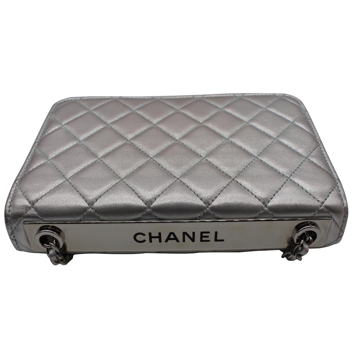 Chanel Trendy CC Quilted Leather Wallet on Chain Crossbody Bag Silver