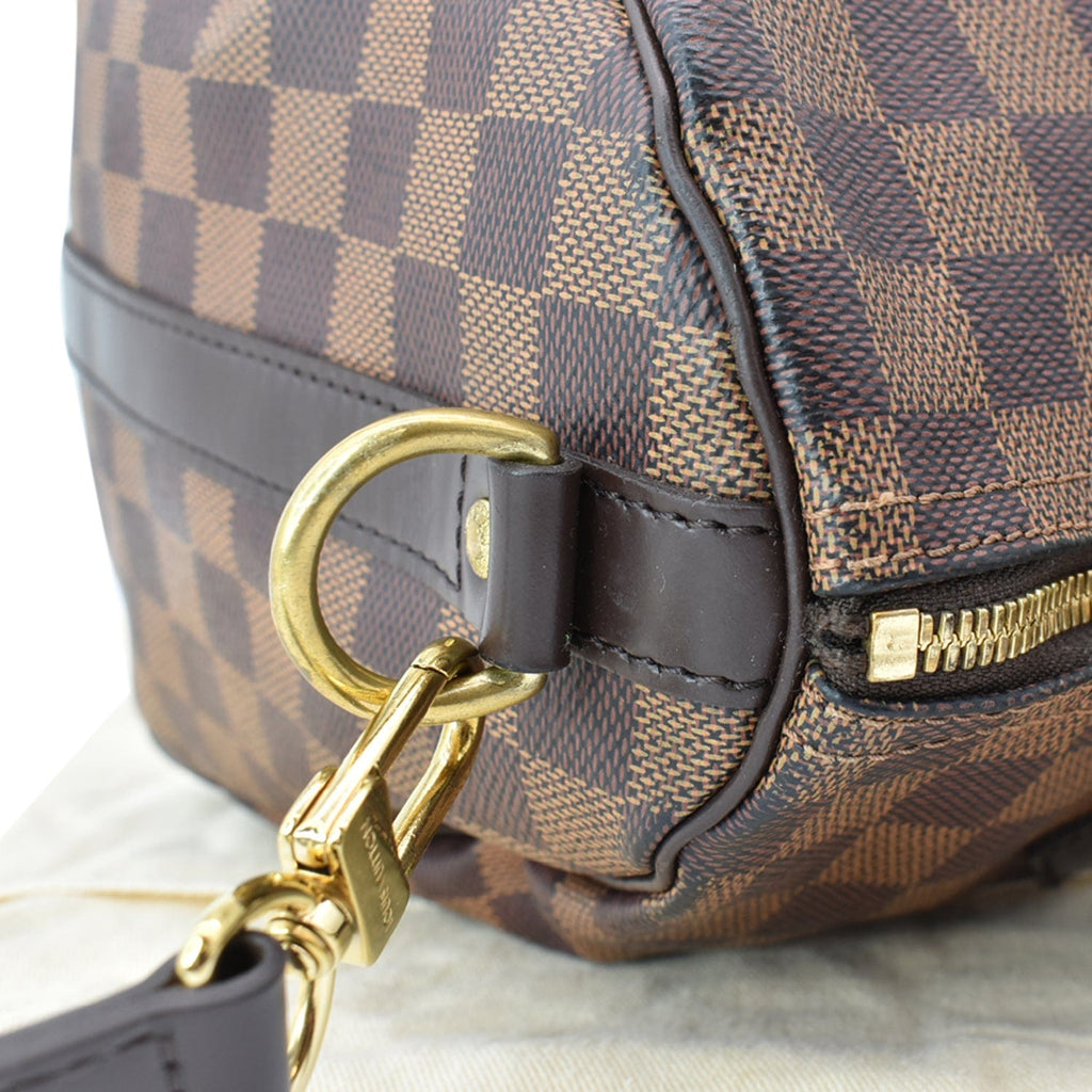 LOUIS VUITTON Speedy 30 Bandouliere Damier Ebene Satchel Bag Brown