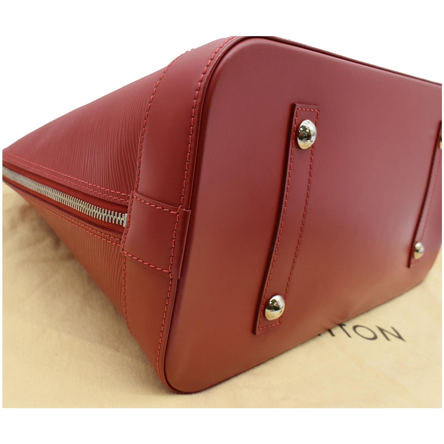 LOUIS VUITTON Alma GM Epi Leather Satchel Bag Red