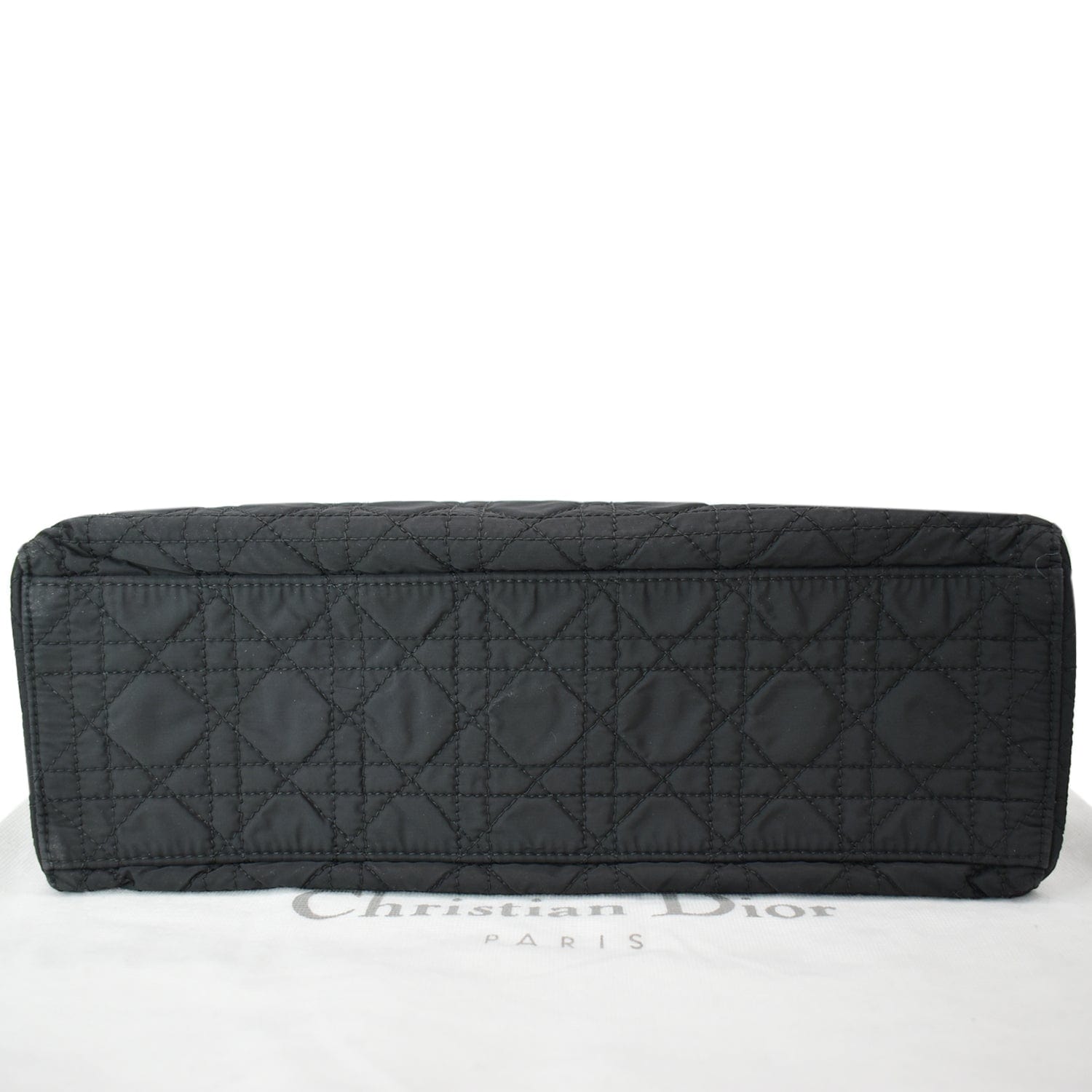 CHRISTIAN DIOR Lady Dior  Nylon Cannage Canvas Tote Bag Black