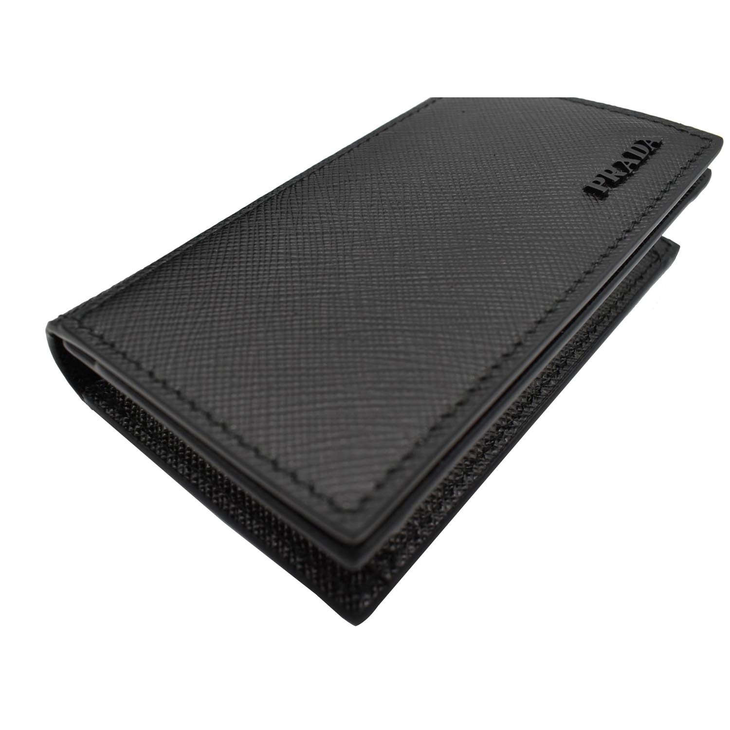 PRADA Saffiano Leather Active Card Holder Wallet Black- 15% OFF