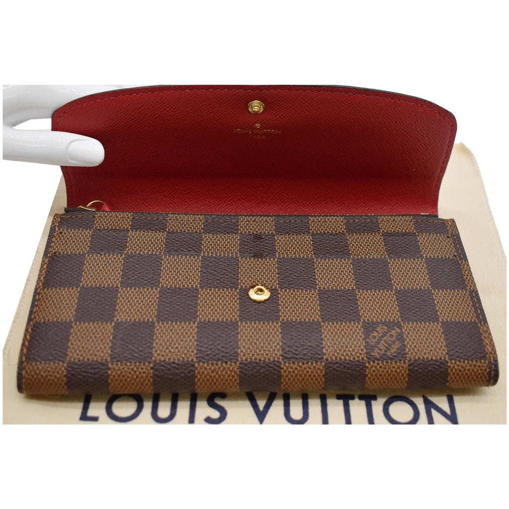 LOUIS VUITTON Emilie Damier Ebene Wallet Brown