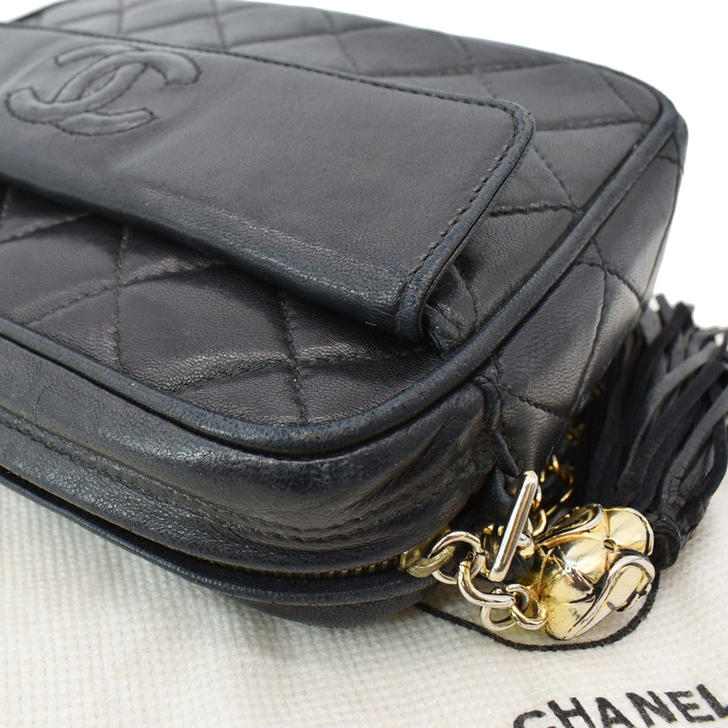 Chanel   Leather Camera Shoulder Bag Black
