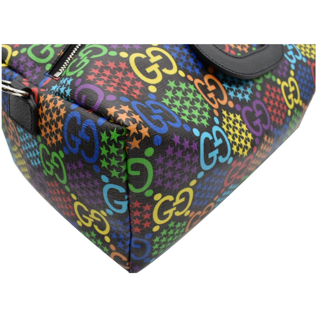GUCCI Psychedelic Gucci Monogram Canvas Duffel Travel Bag Multicolor 587866