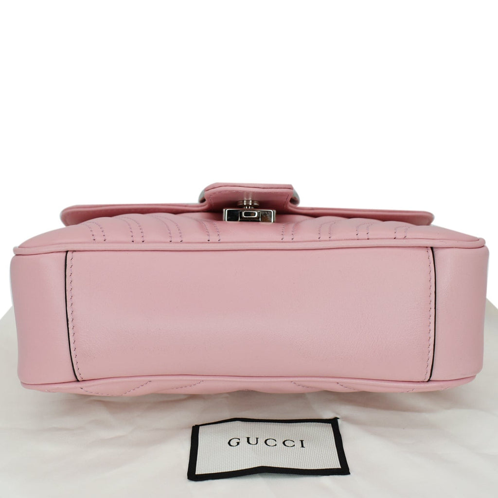 GUCCI Gucci Marmont Mini MatelassÃ© Leather Shoulder Crossbody Bag Pastel Pink 446744