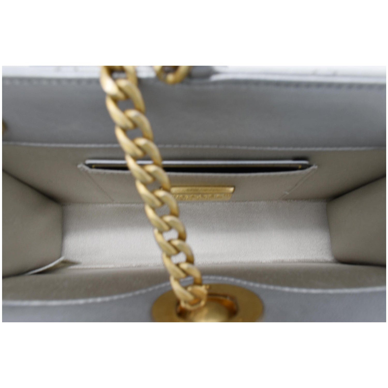Chanel By The Sea Quilted  Leather Clutch Wallet Metallic Silver