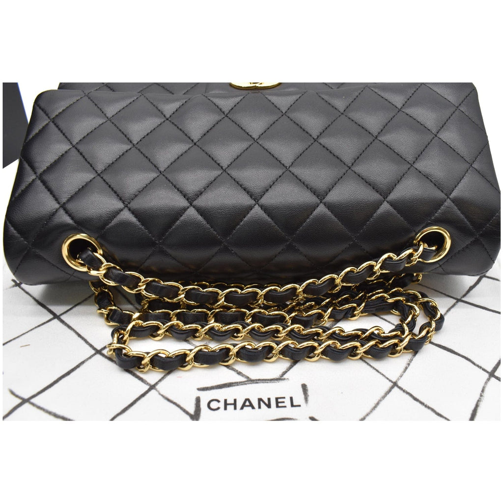 Chanel Classic Double Flap Medium Leather Shoulder Bag Black