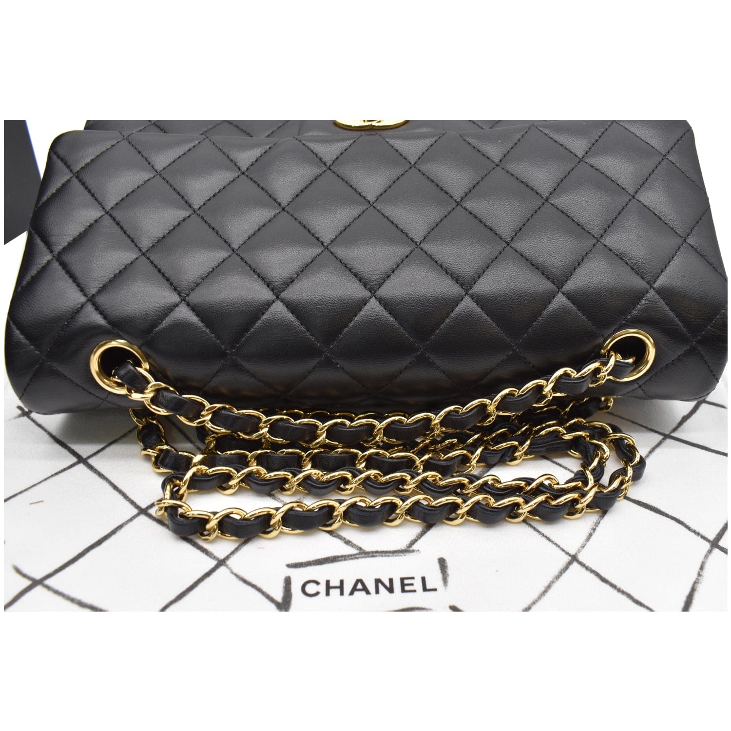 Chanel Classic Double Flap Medium Leather Shoulder Bag Black