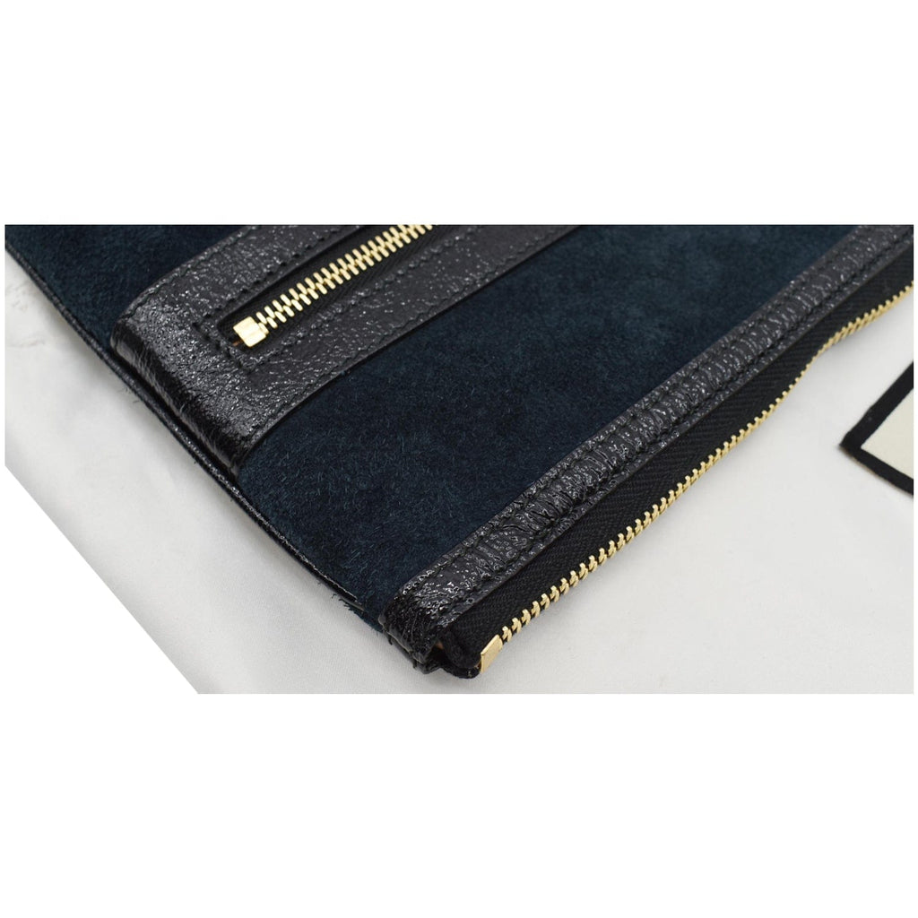 GUCCI Ophidia Gucci Suede Leather Pouch Clutch Bag Navy Blue 517551