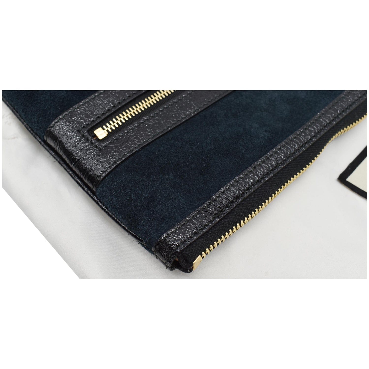 GUCCI Ophidia Gucci Suede Leather Pouch Clutch Bag Navy Blue 517551