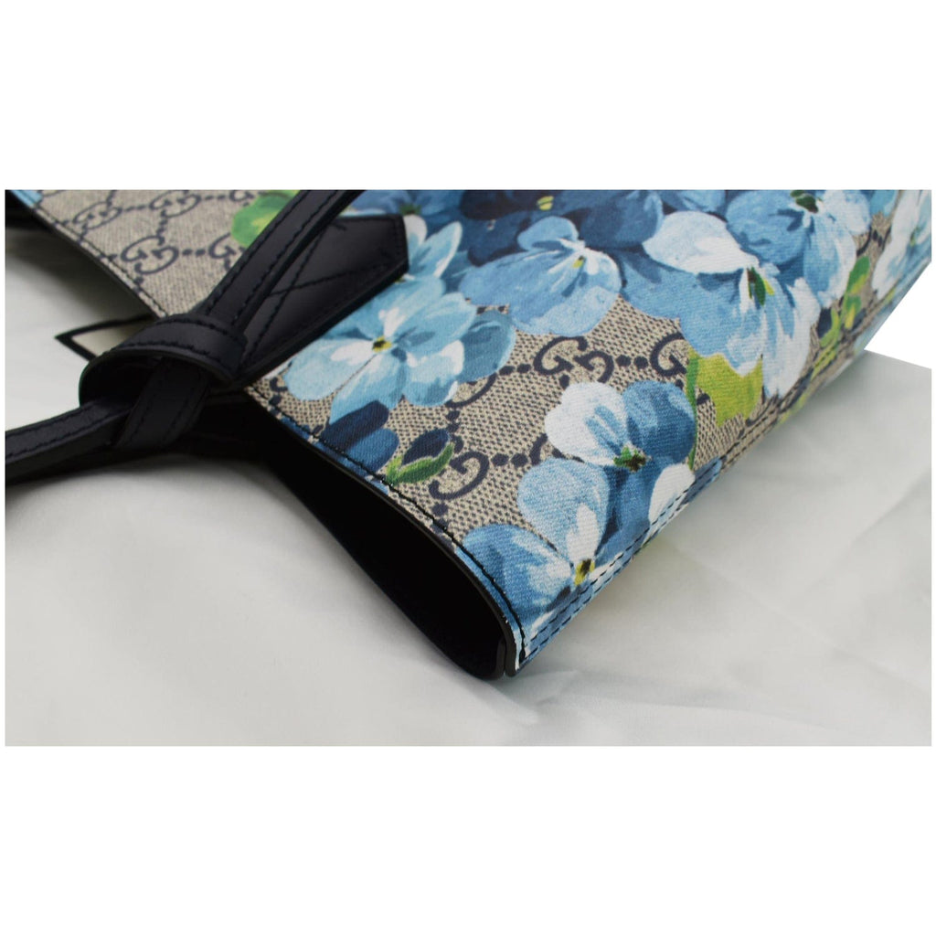 GUCCI Blooms Reversible Gucci Print Floral Supreme Tote Bag Blue 546323