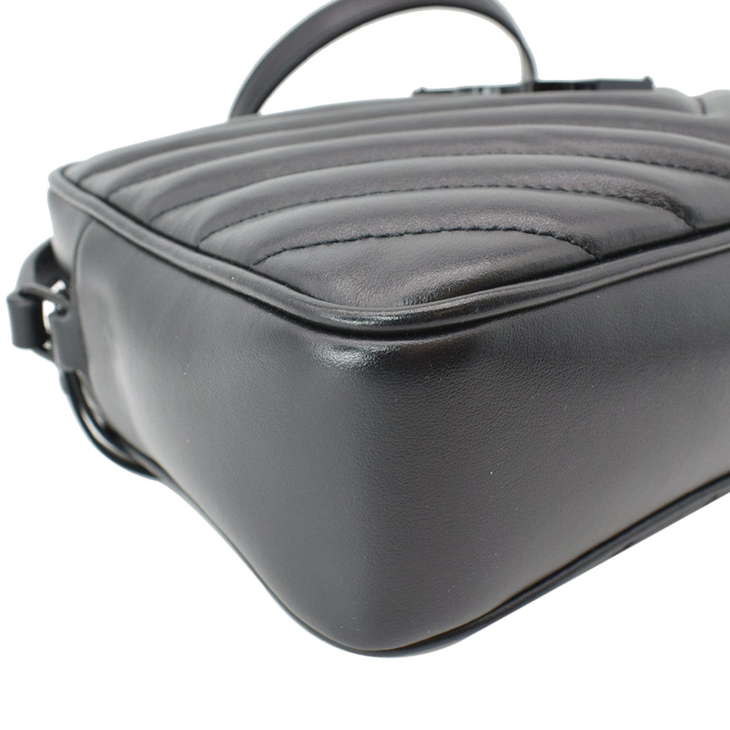 YVES SAINT LAURENT Lou Chevron Leather Camera Crossbody Bag Black