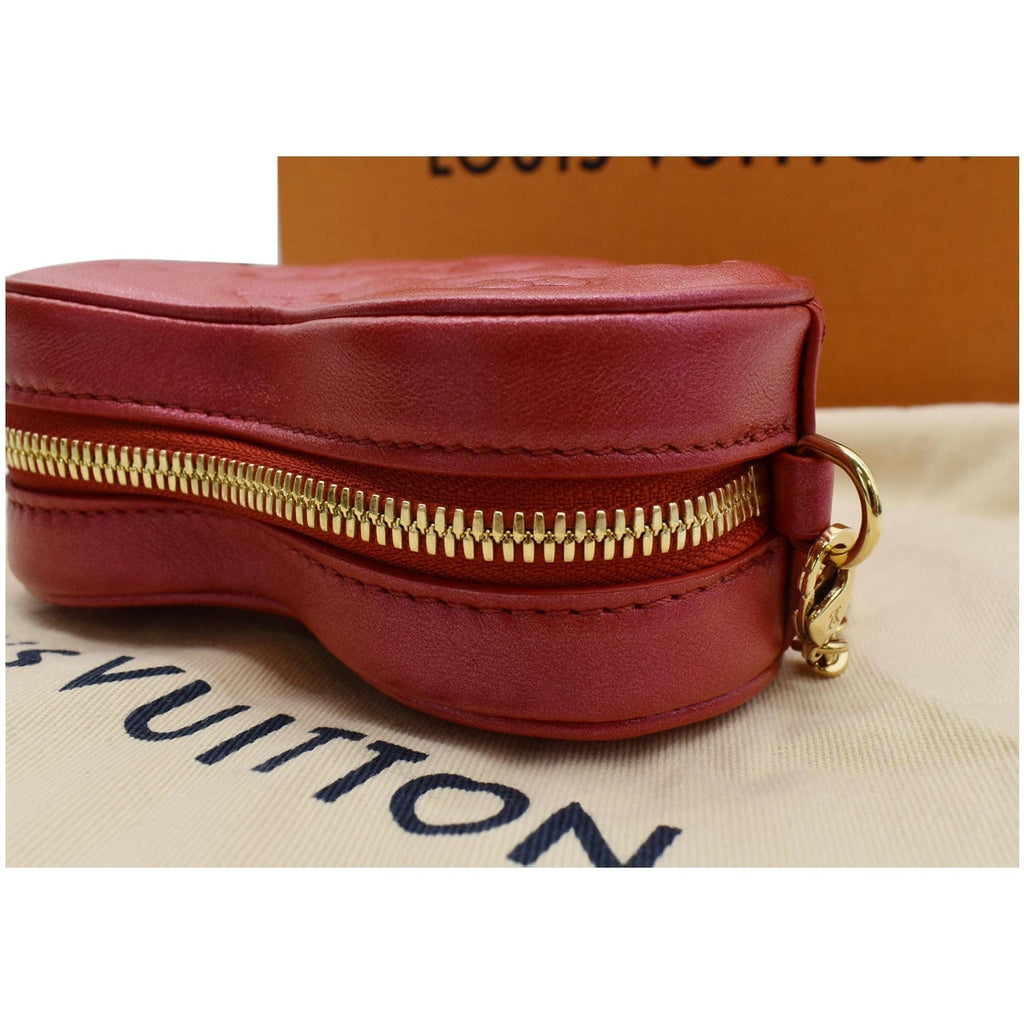 LOUIS VUITTON Heart on Chain Monogram Embossed Crossbody Bag Red