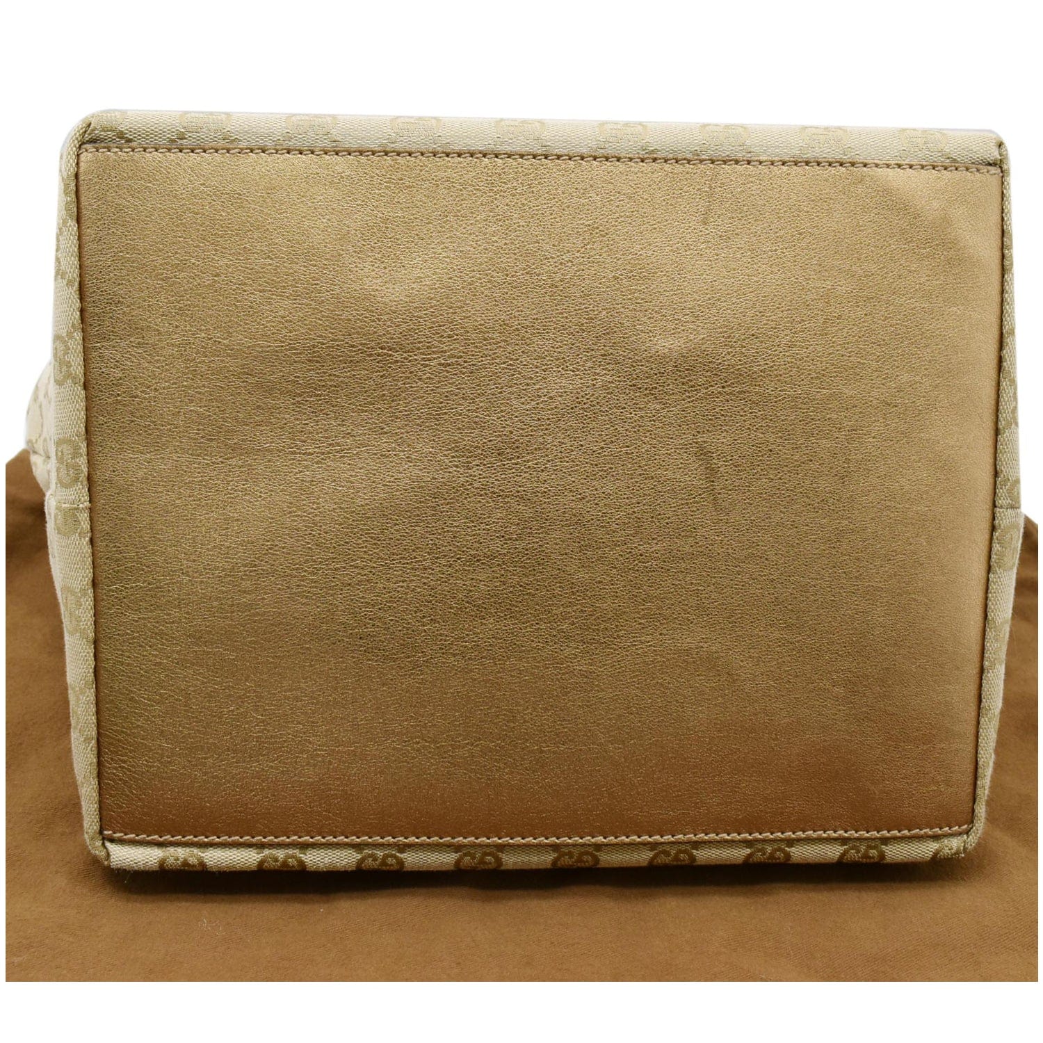 GUCCI Sherry Gucci Canvas Leather Tote Bag Beige 131231