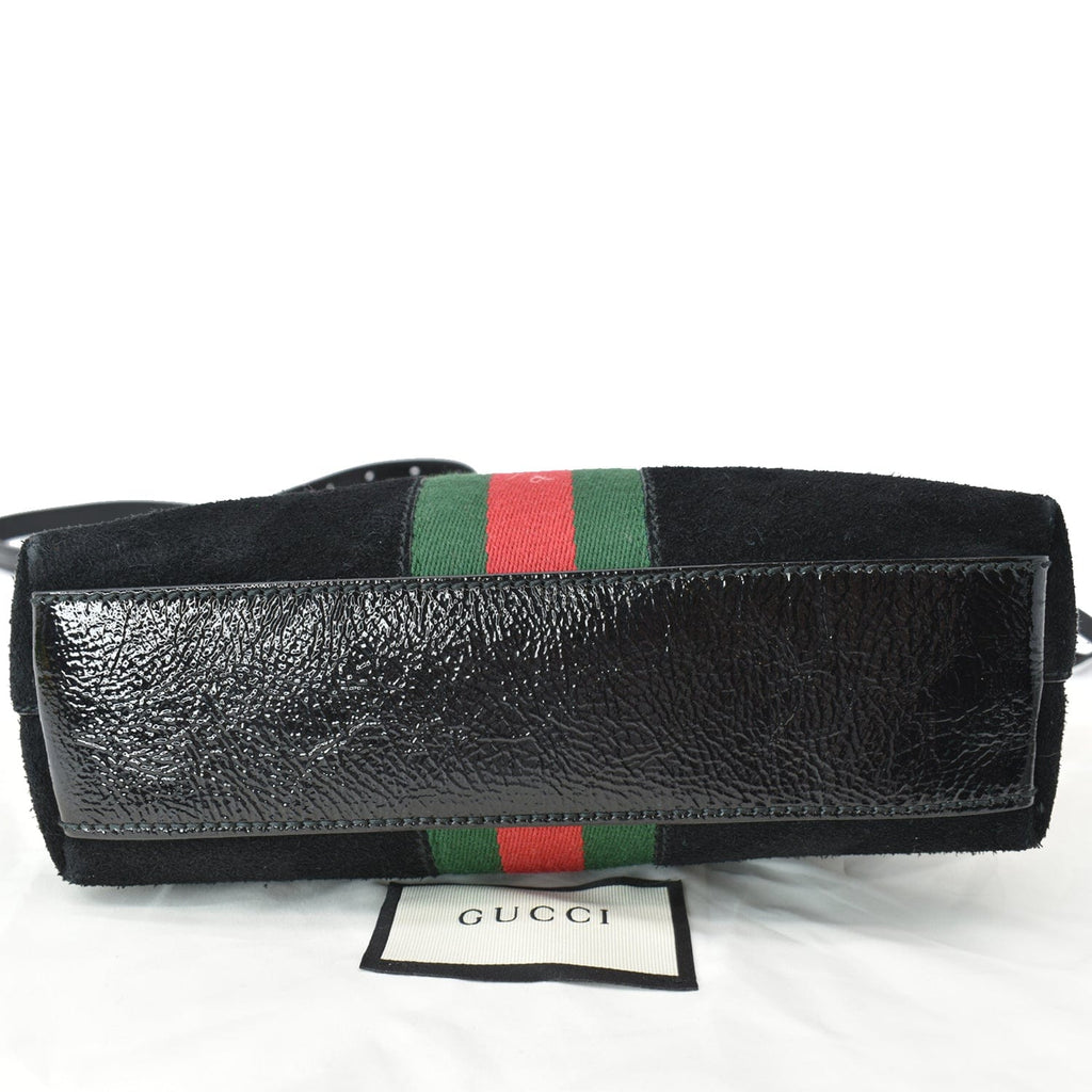 GUCCI Ophidia Gucci Small Suede Shoulder Bag Black 499621