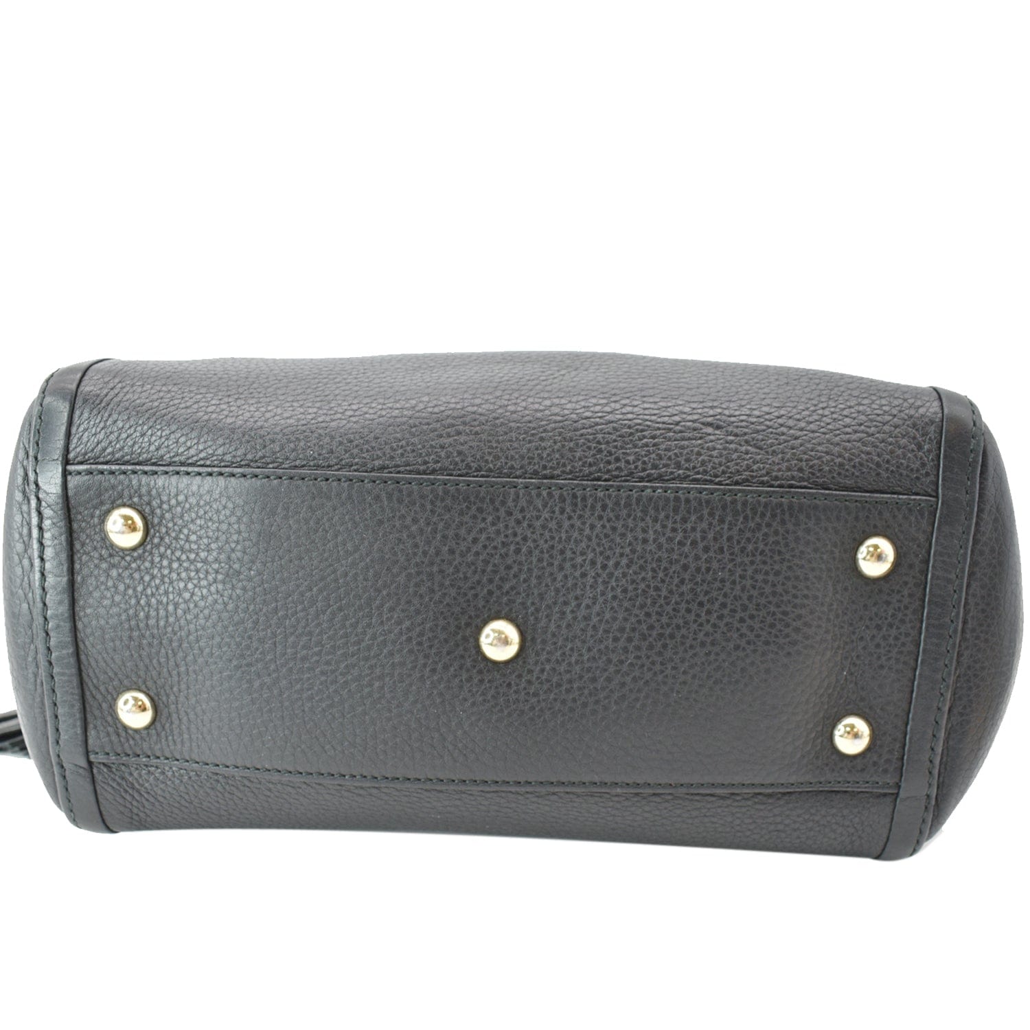 GUCCI Soho Tassel Pebbled Leather Top Handle Crossbody Bag Black 369176