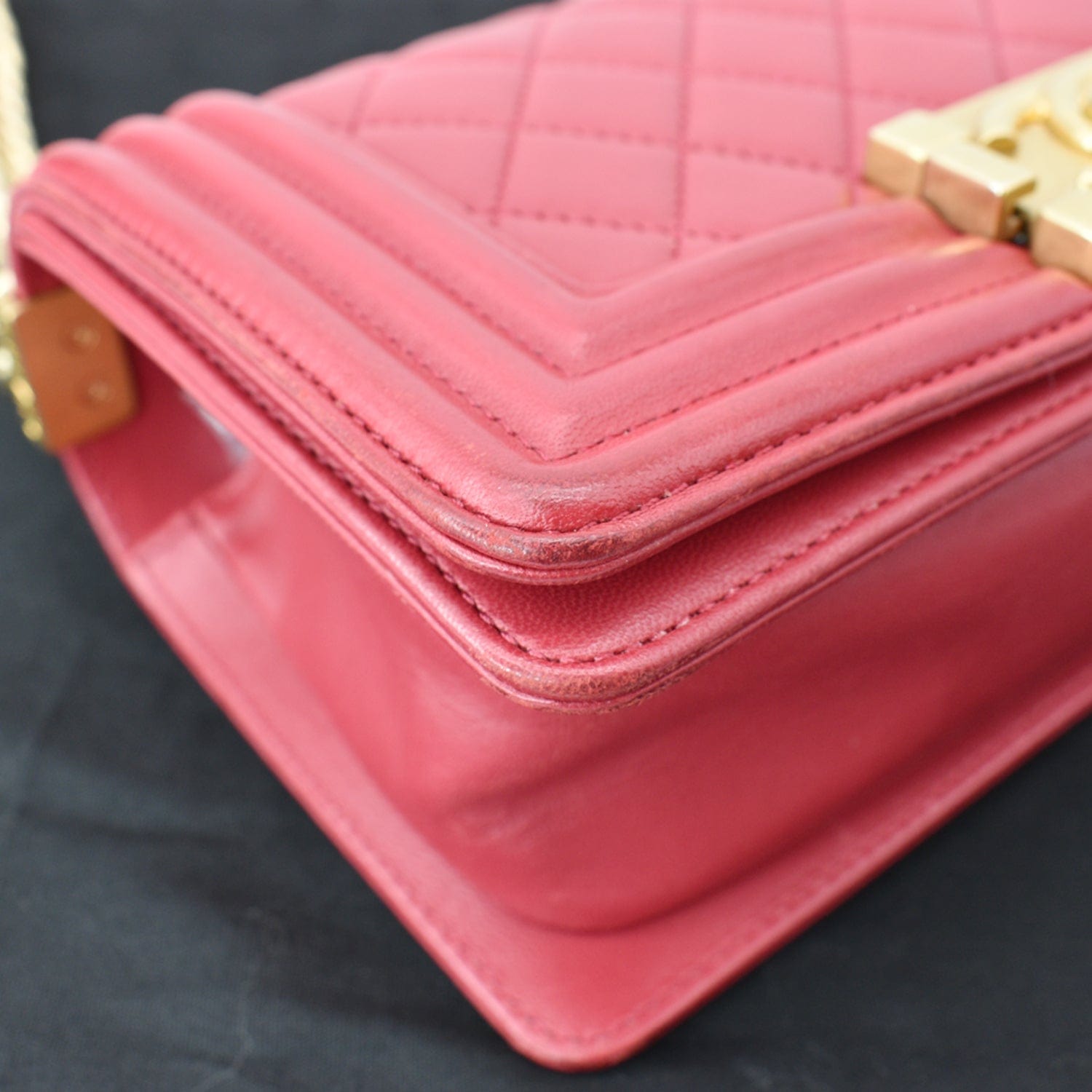 Chanel Le Boy Small  Leather Shoulder Bag Red
