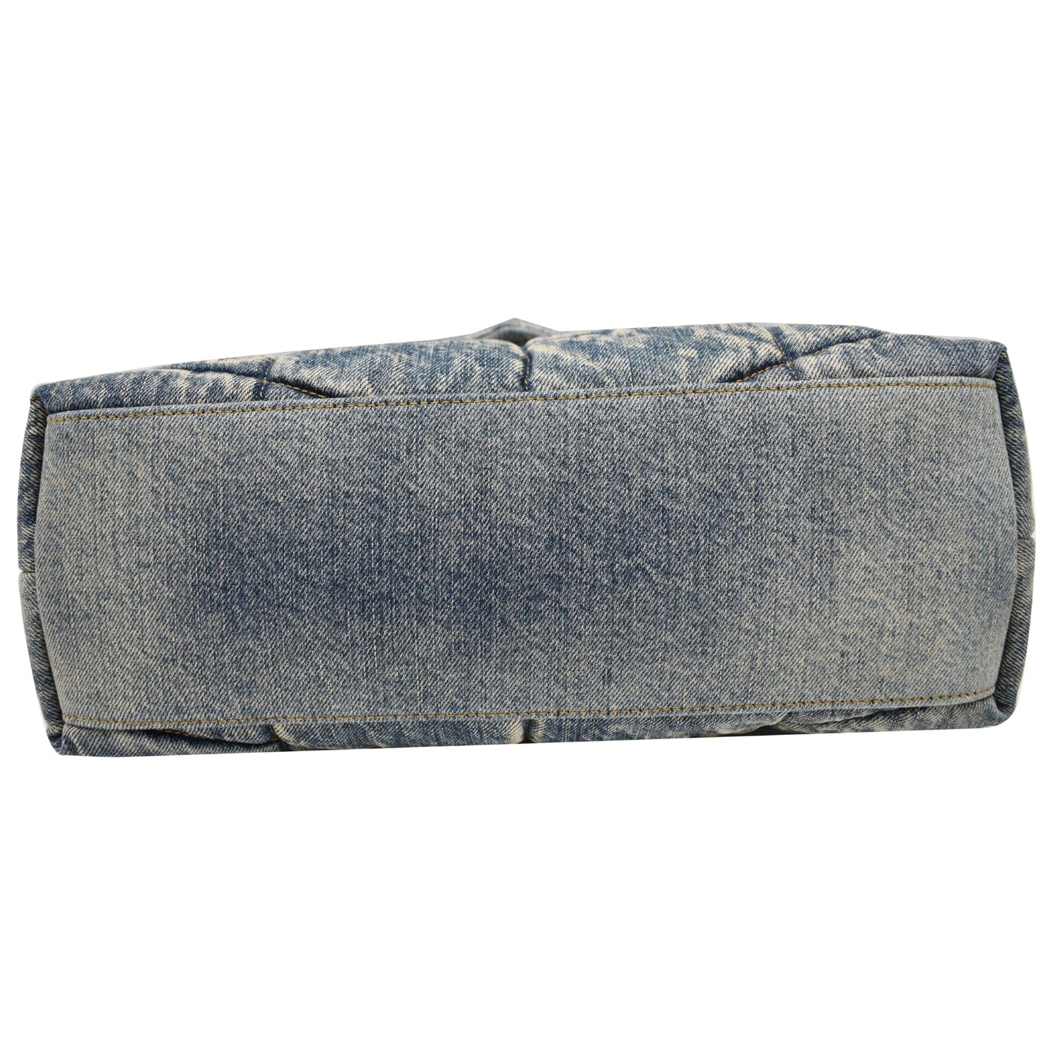 YVES SAINT LAURENT  Puffer Medium Denim Canvas Shoulder Bag Blue