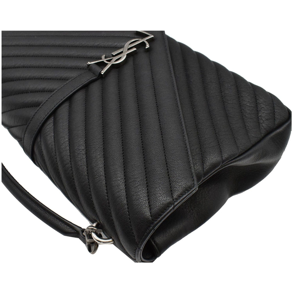 YVES SAINT LAURENT College Medium Flap MatelassÃ© Leather Shoulder Bag Black