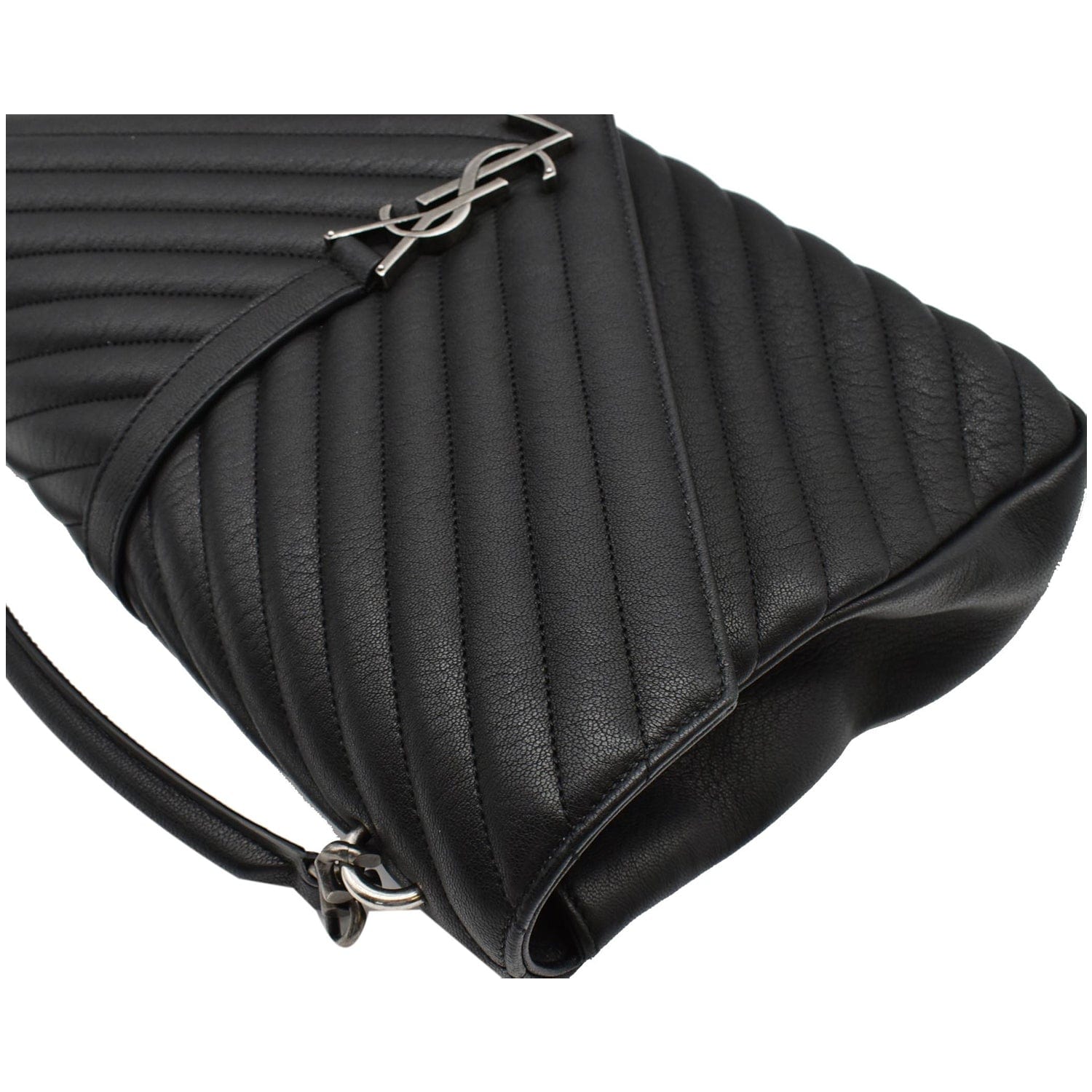 YVES SAINT LAURENT College Medium Flap MatelassÃ© Leather Shoulder Bag Black