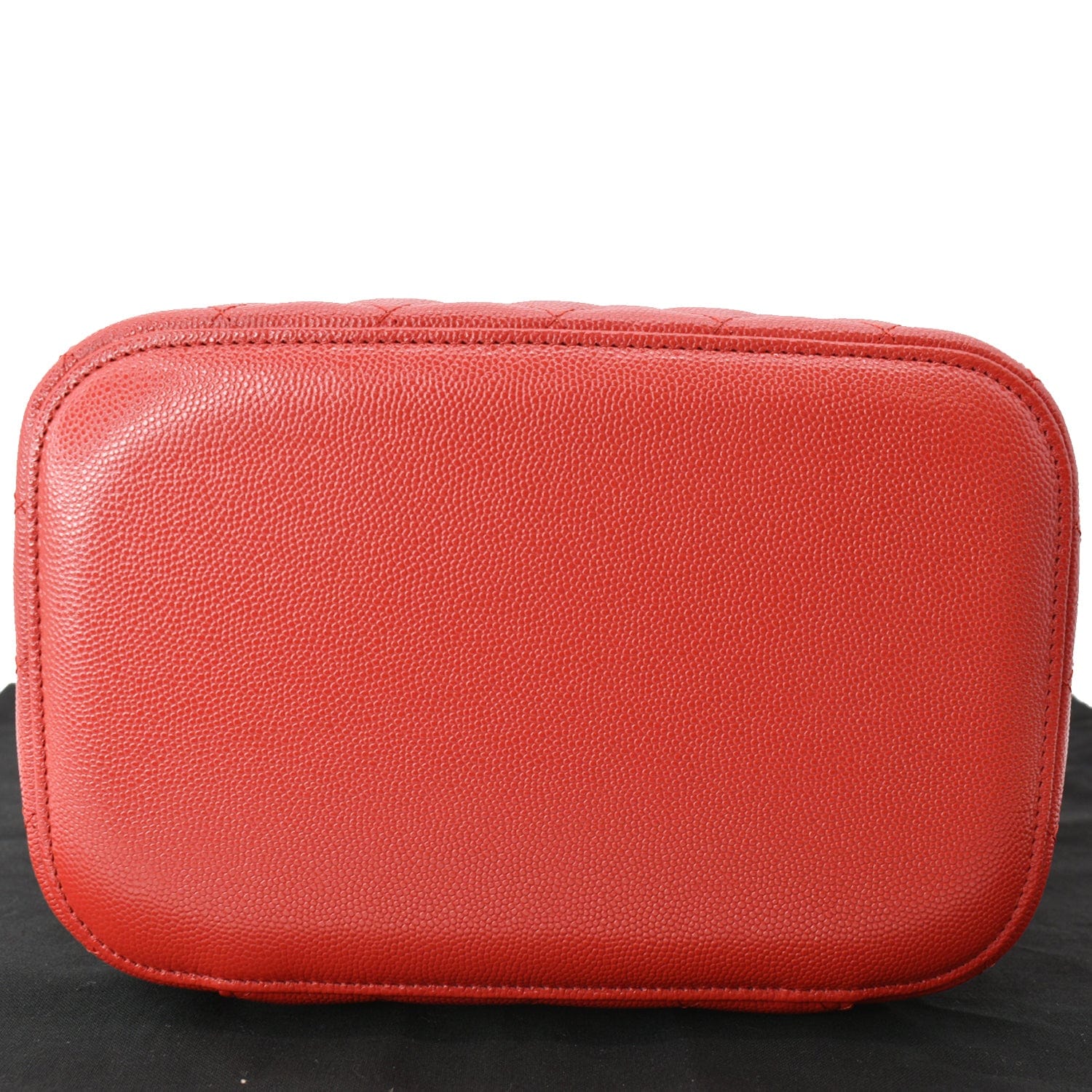 Chanel Caviar Leather Quilted Large Cosmetic Vanity Pouch Red