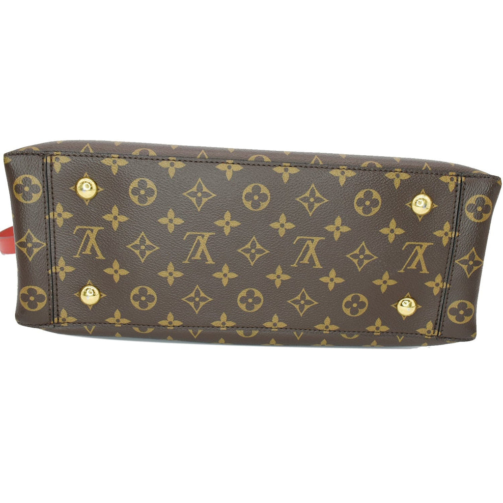 LOUIS VUITTON Flower Monogram Canvas Tote Bag Red