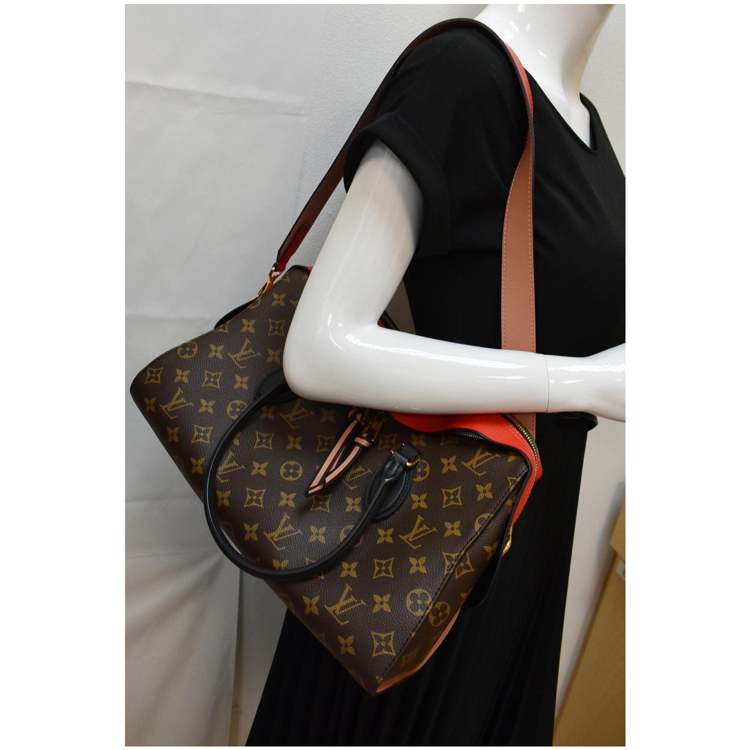LOUIS VUITTON Tuileries Monogram Canvas Tote Shoulder Bag Red