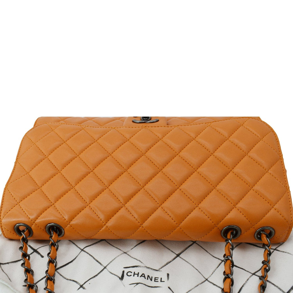 Chanel Classic Flap Drawstring Quilted  Leather Shopper Shoulder Bag Orange - Hot Deals