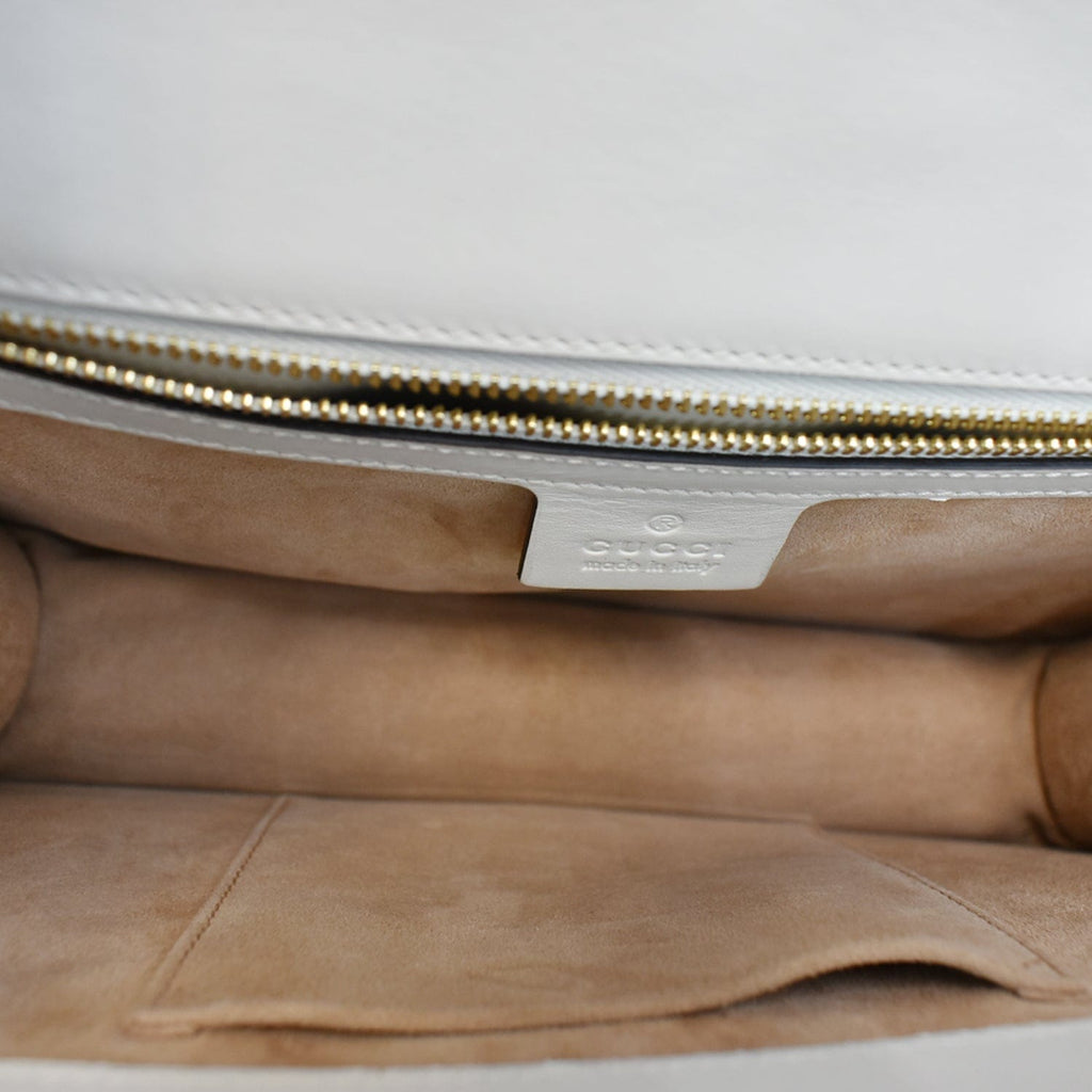 Gucci Sylvie Small Leather Shoulder Bag White 421882