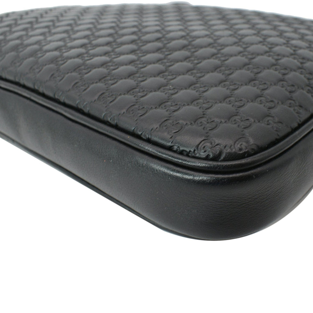 GUCCI Microguccissima Leather Clutch Bag Black 607726