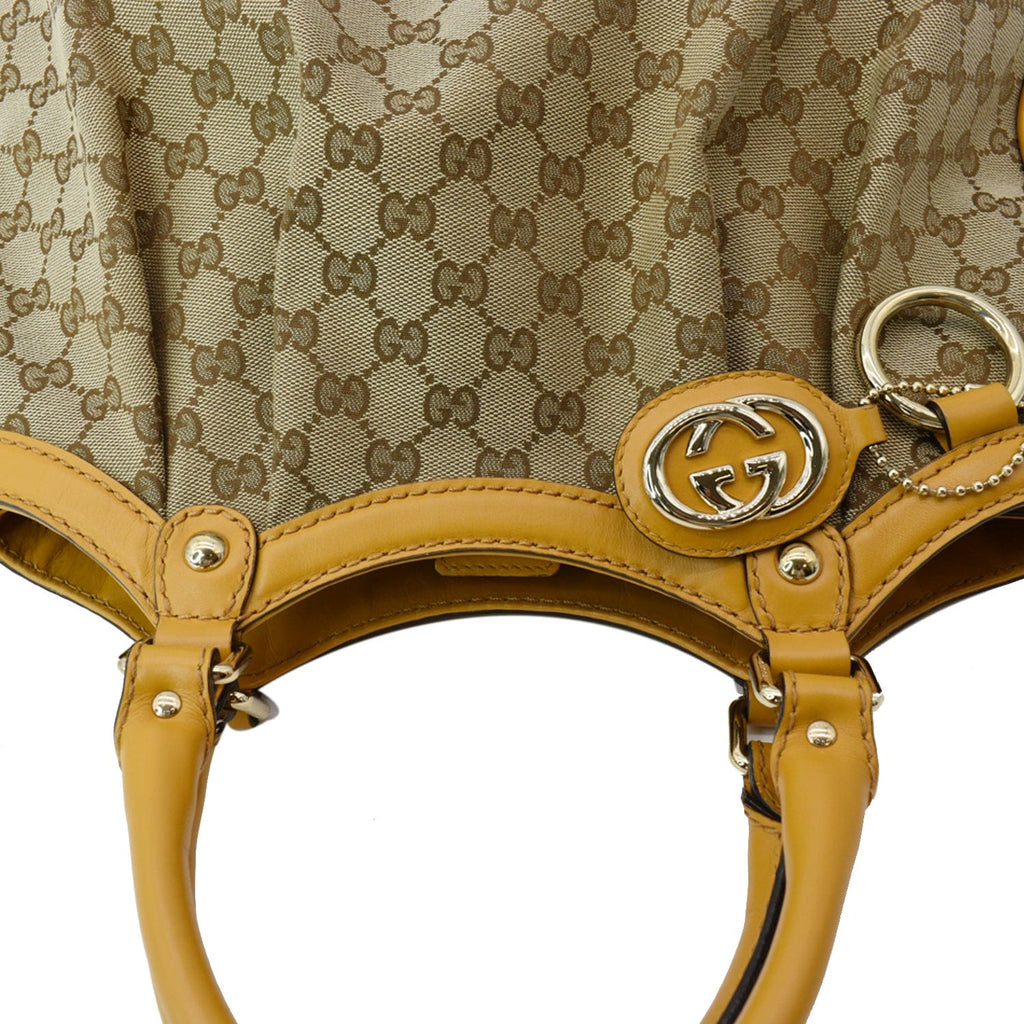 GUCCI Sukey Medium Gucci Canvas Tote Bag Beige 211944