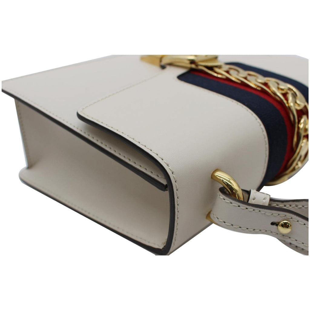 GUCCI Sylvie Small  Top Handle Bag White 421828