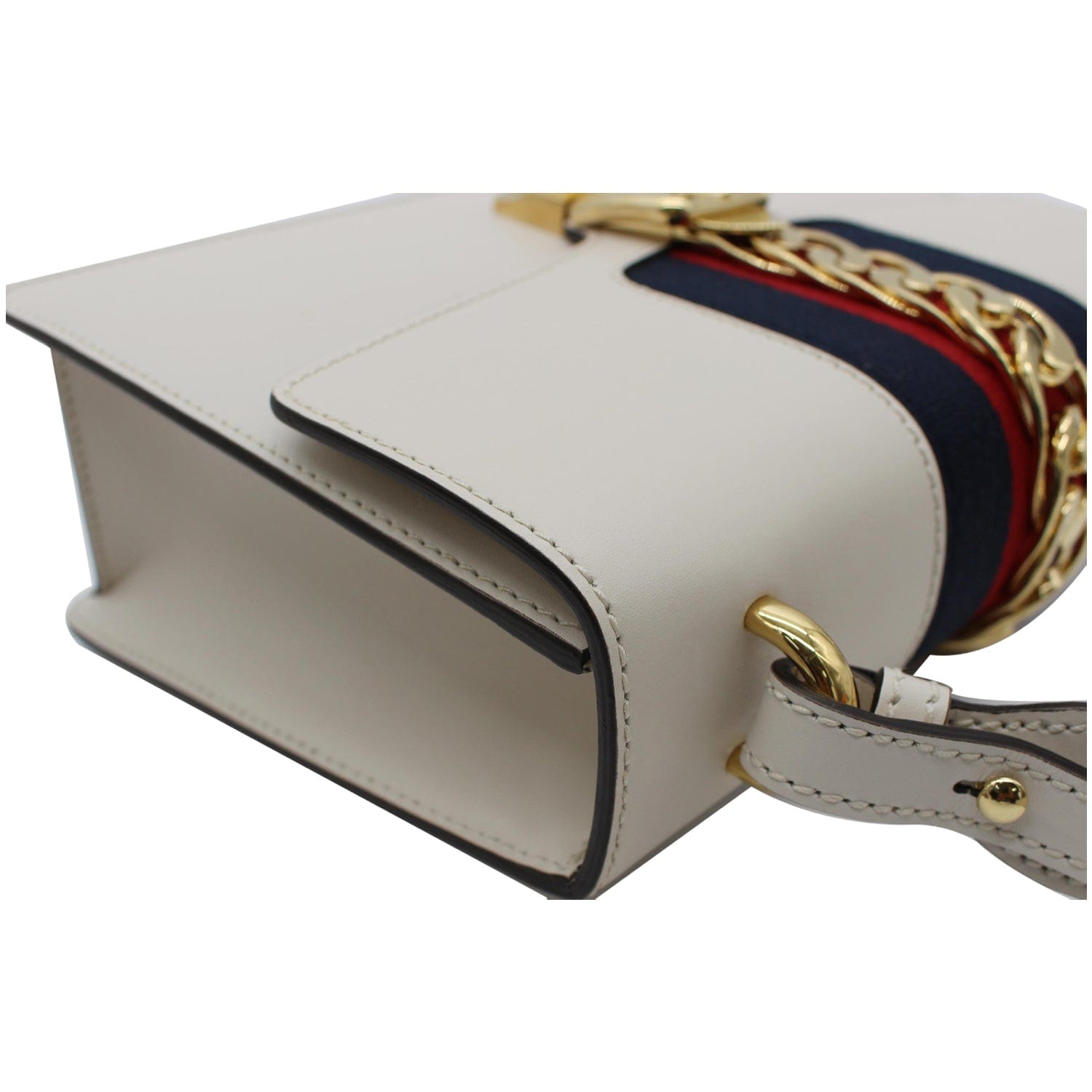 GUCCI Sylvie Small  Top Handle Bag White 421828