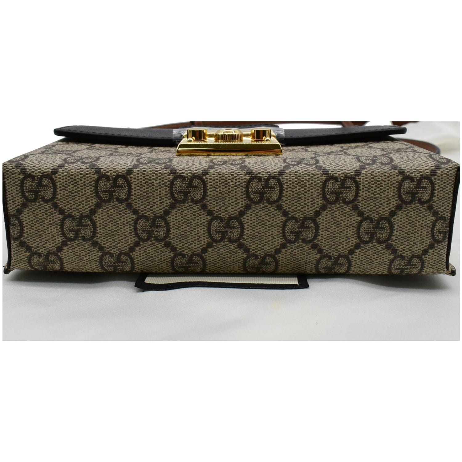 GUCCI Padlock Mini Gucci Supreme Canvas Top Handle Crossbody Bag Beige 652683
