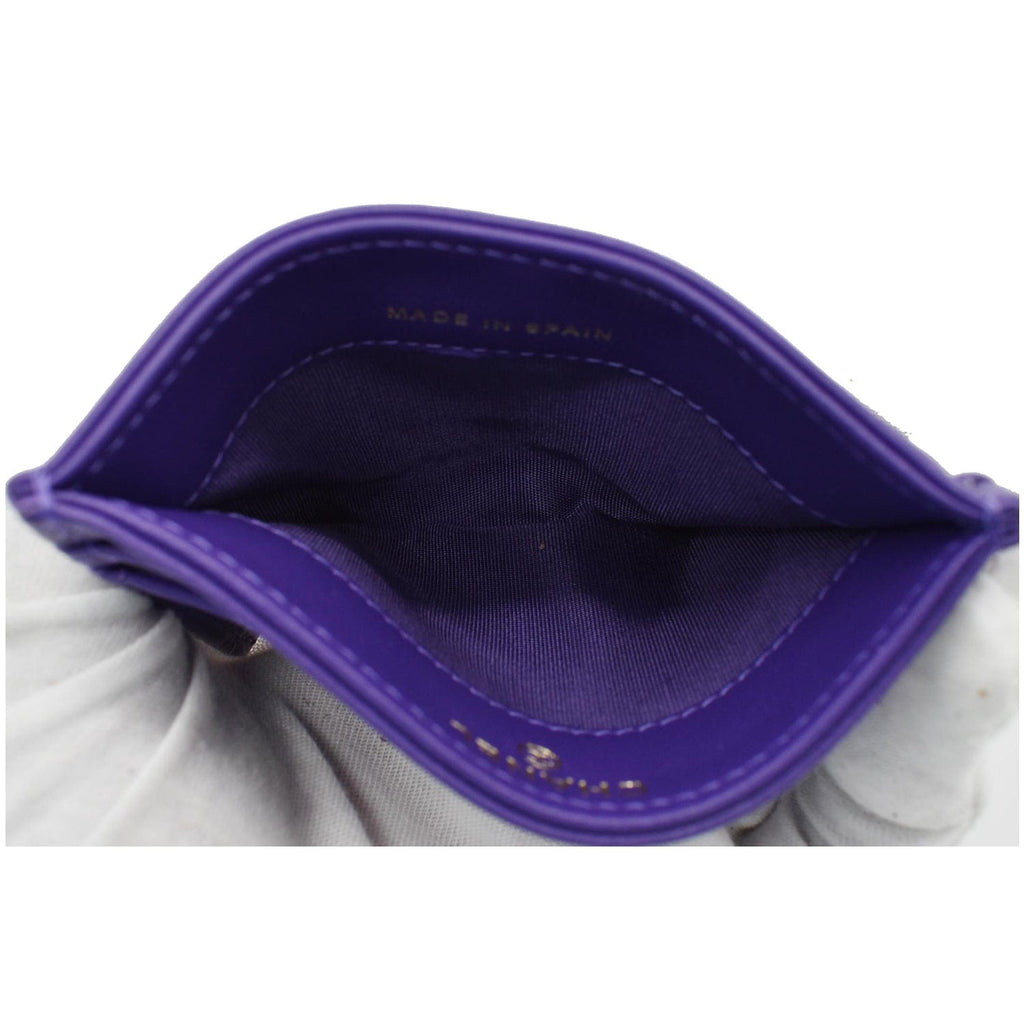 Chanel Boy Leather Card Holder Purple