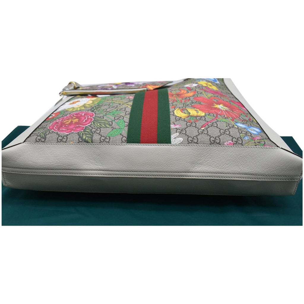 GUCCI Ophidia Gucci Flora Vertical Shopping Tote Bag White 519335