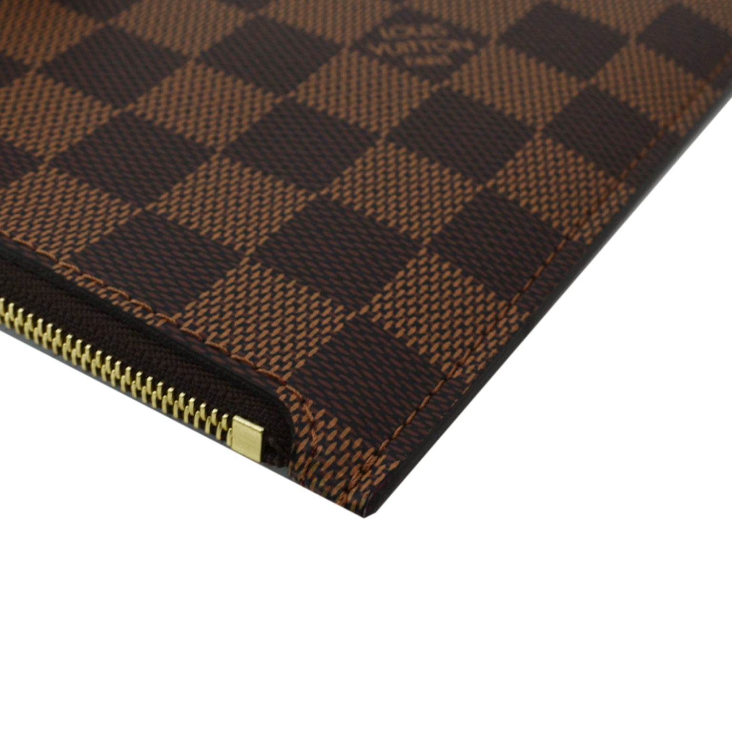 LOUIS VUITTON Neverfull MM Damier Ebene Pochette Wristlet Pouch Brown