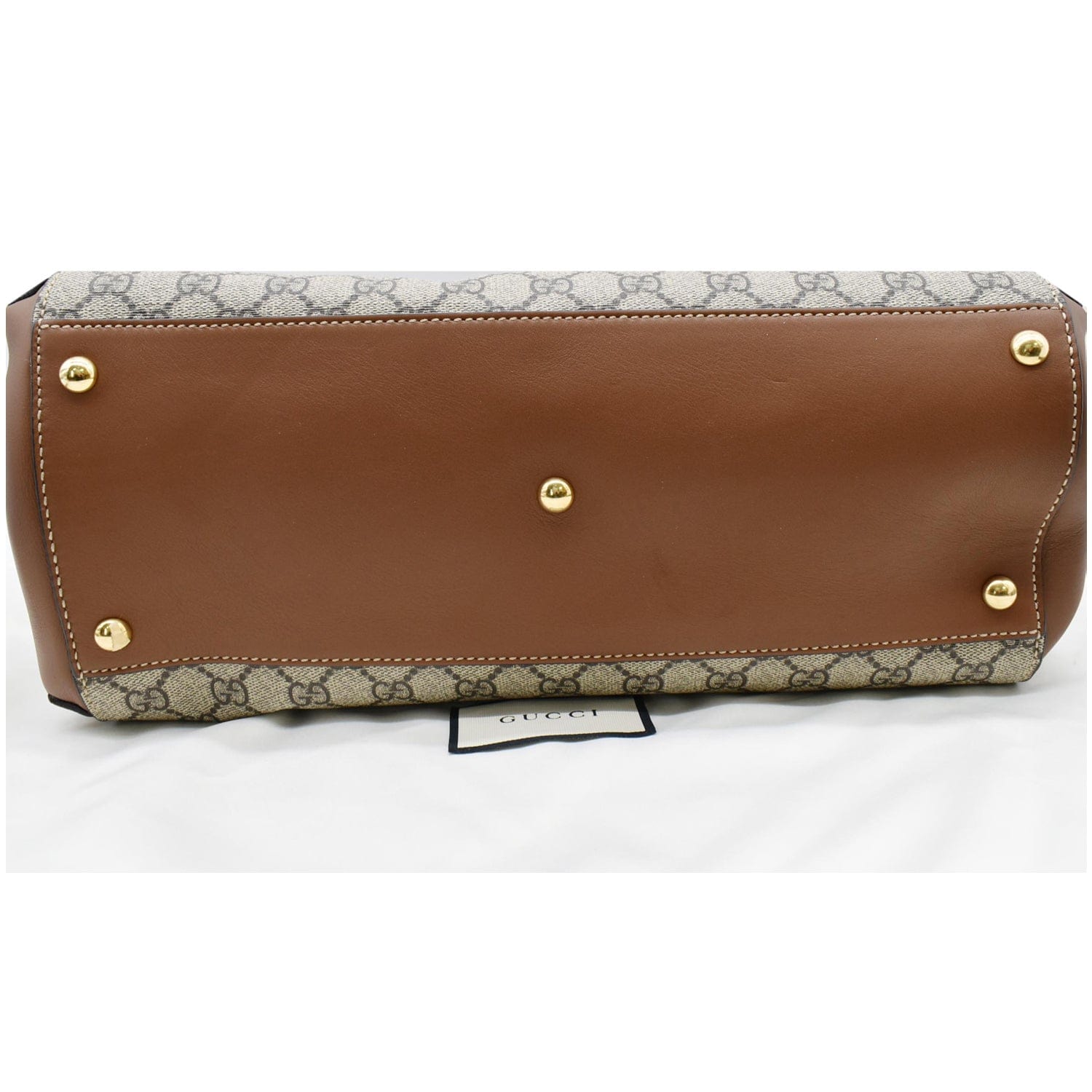 GUCCI Blind for Love Gucci Supreme Canvas Top Handle Crossbody Bag Maple Brown 453704