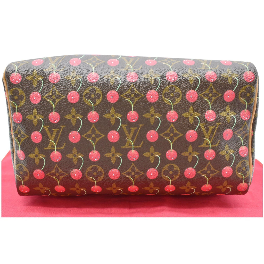 LOUIS VUITTON Cerises Speedy 25 Monogram Canvas Satchel Bag Brown