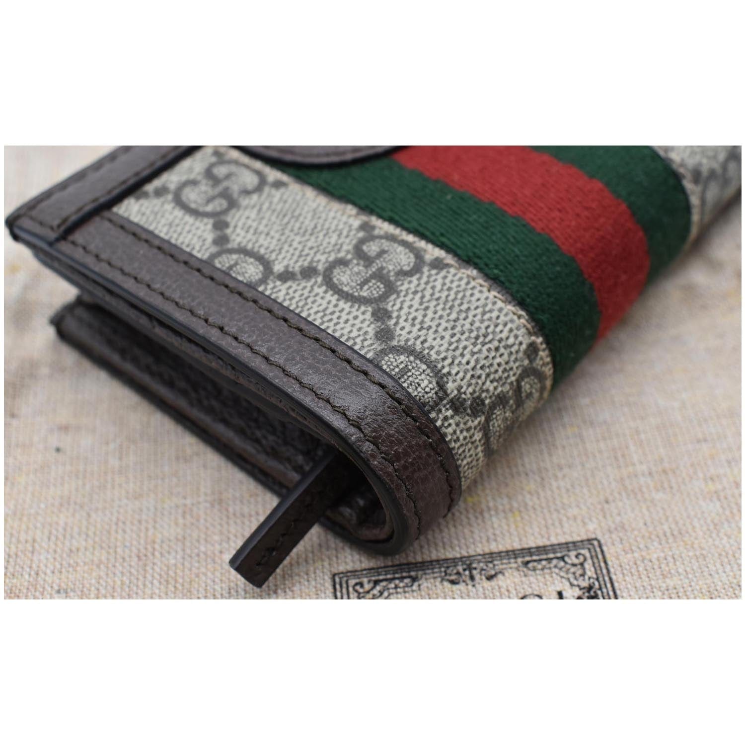 GUCCI Ophidia Gucci Card Case Wallet Beige