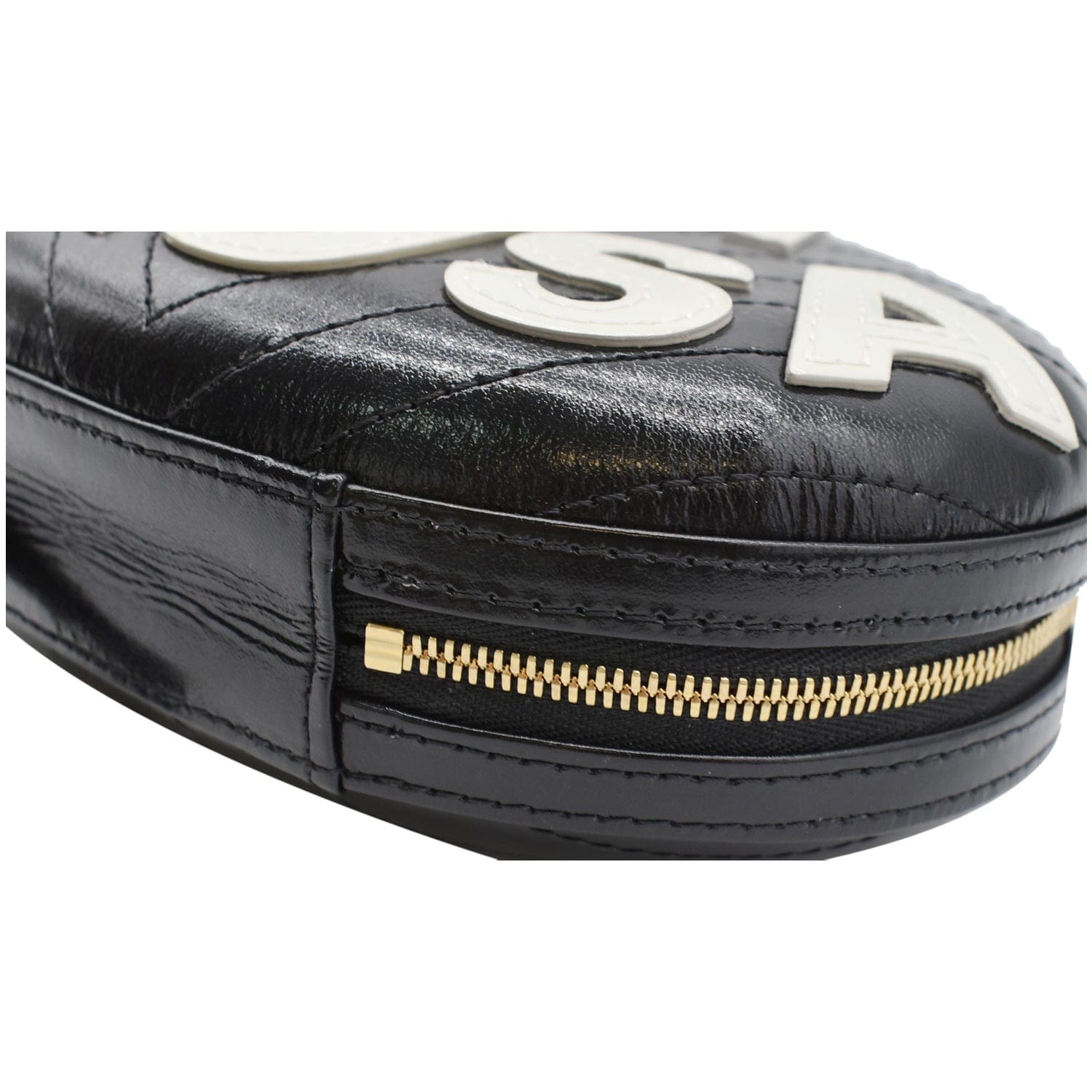 Chanel La Pausa Embroidered Chevron Leather Chain Clutch Bag Black