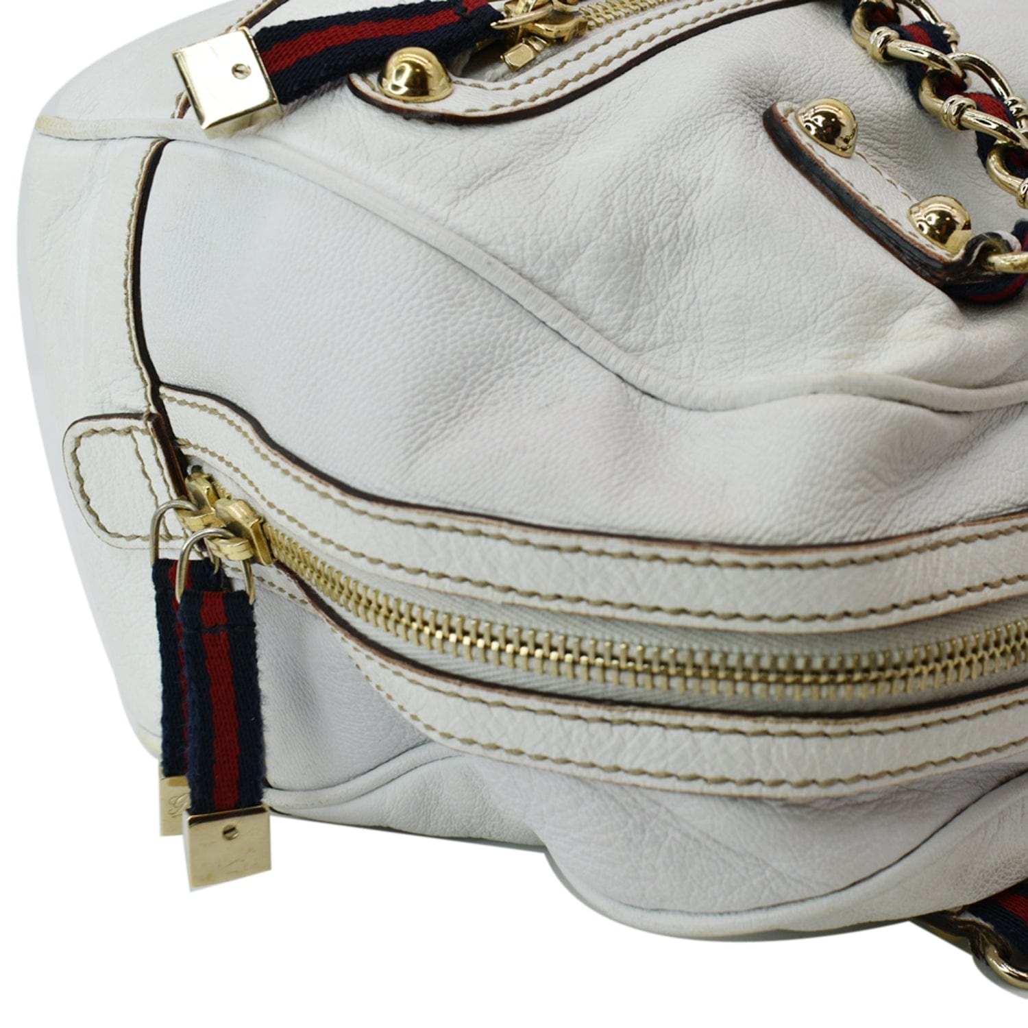 GUCCI Capri Large Leather Bowler Bag White 153013