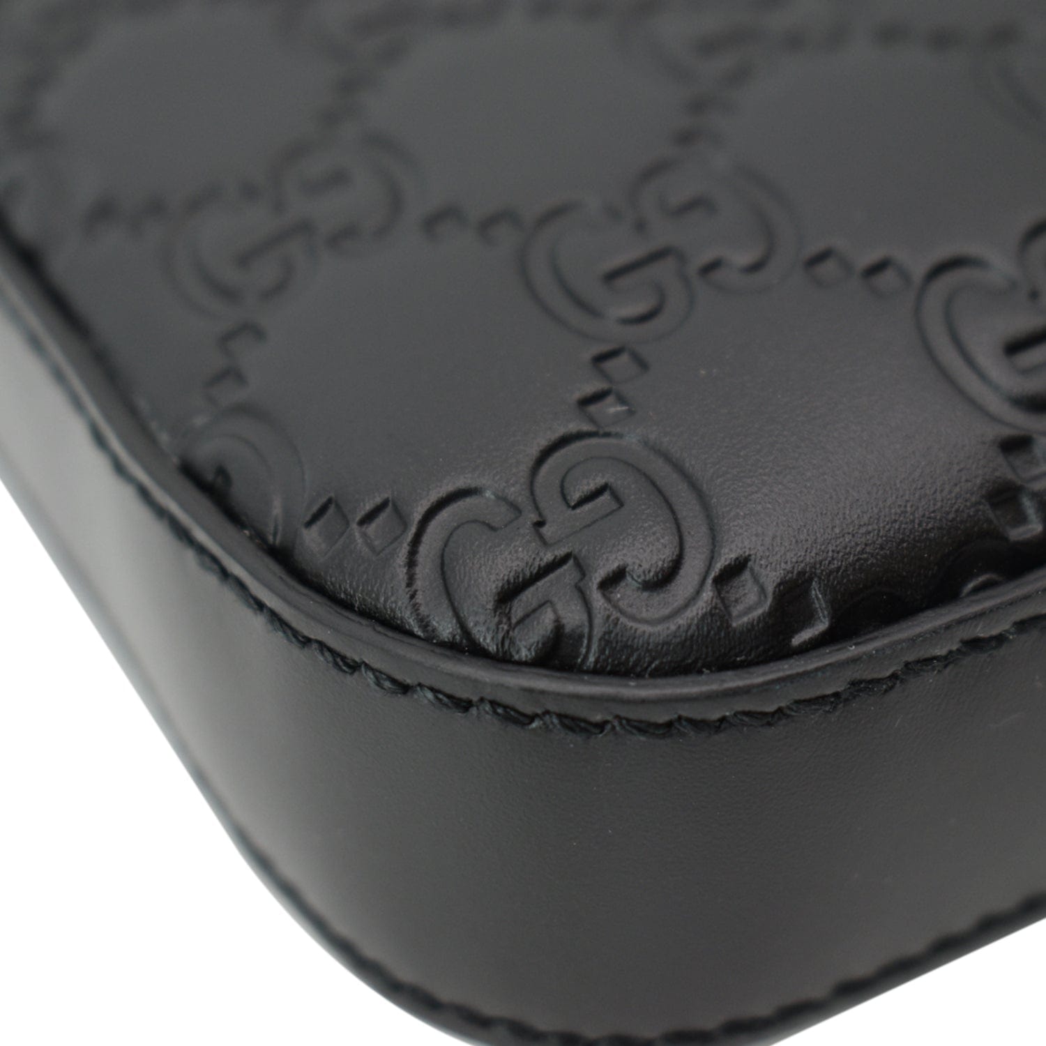 GUCCI Gucci Signature Leather Black Messenger Bag 406410