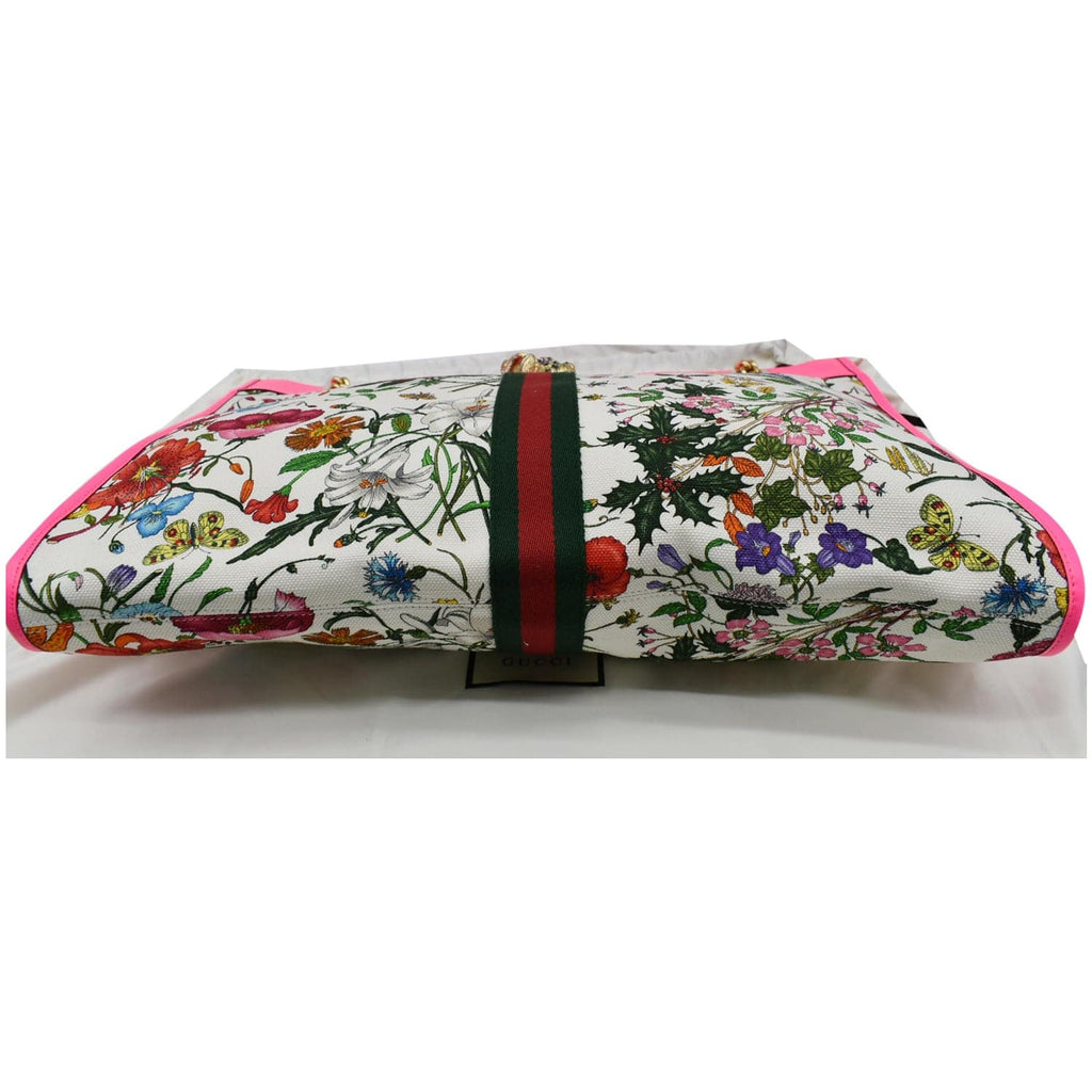 GUCCI Floral Rajah Large Canvas Leather Tote Bag Multicolor 537219